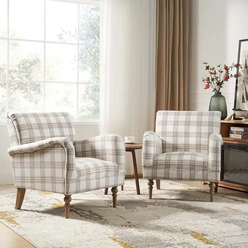 29.5 Wide Traditional Accent Armchair with Solid Wood Legs Set of 2 by