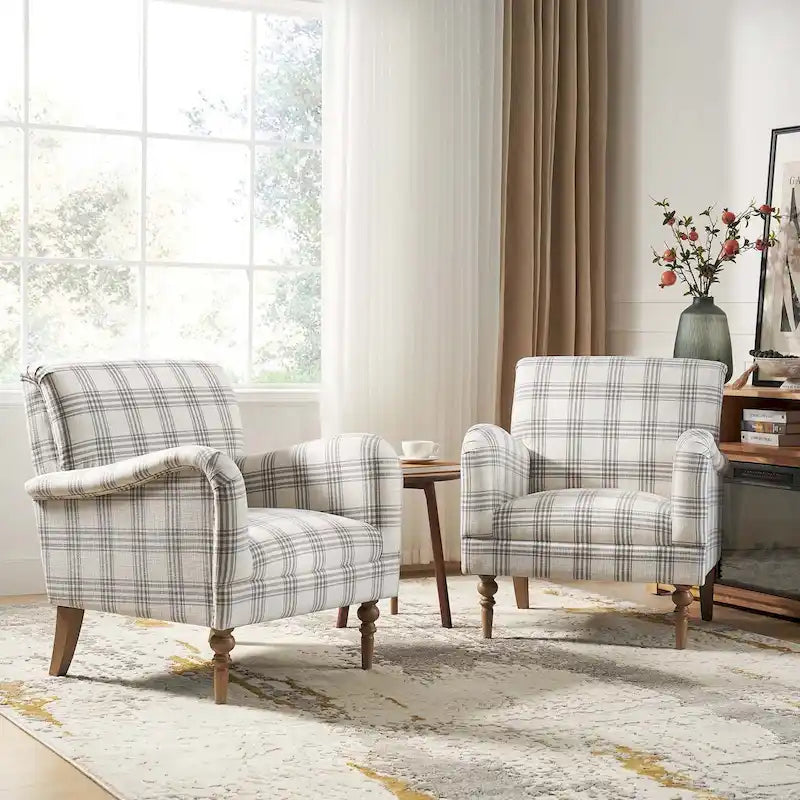 29.5 Wide Traditional Accent Armchair with Solid Wood Legs Set of 2 by