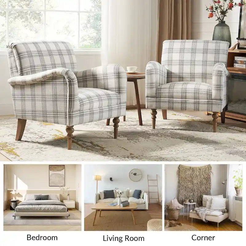 29.5 Wide Traditional Accent Armchair with Solid Wood Legs Set of 2 by
