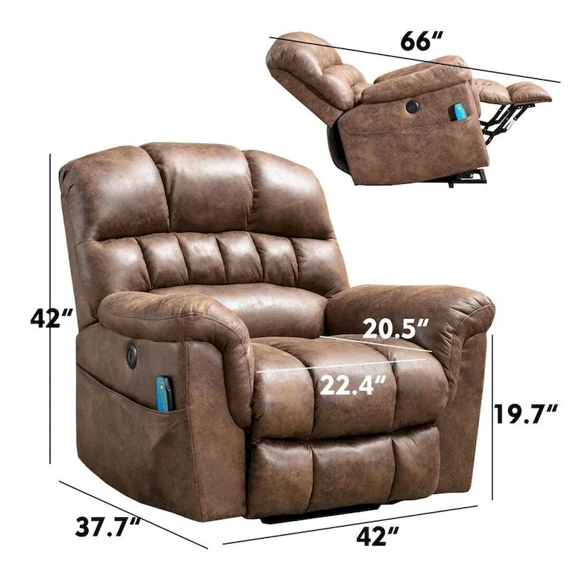 42 Wide Oversize Power Lift Recliner Chair with Massage and Heating