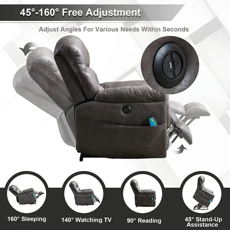 42 Wide Oversize Power Lift Recliner Chair with Massage and Heating