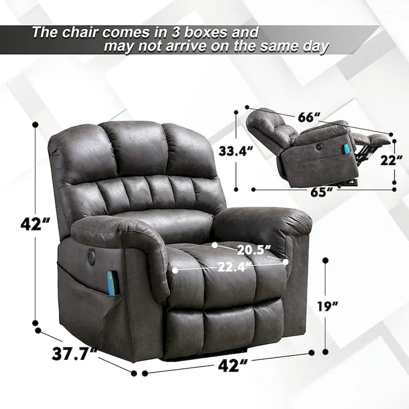 42 Wide Oversize Power Lift Recliner Chair with Massage and Heating