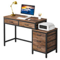 5 Drawers Computer Desk, Study Writing Desk with Reversible Filing Cabinet for Home Office