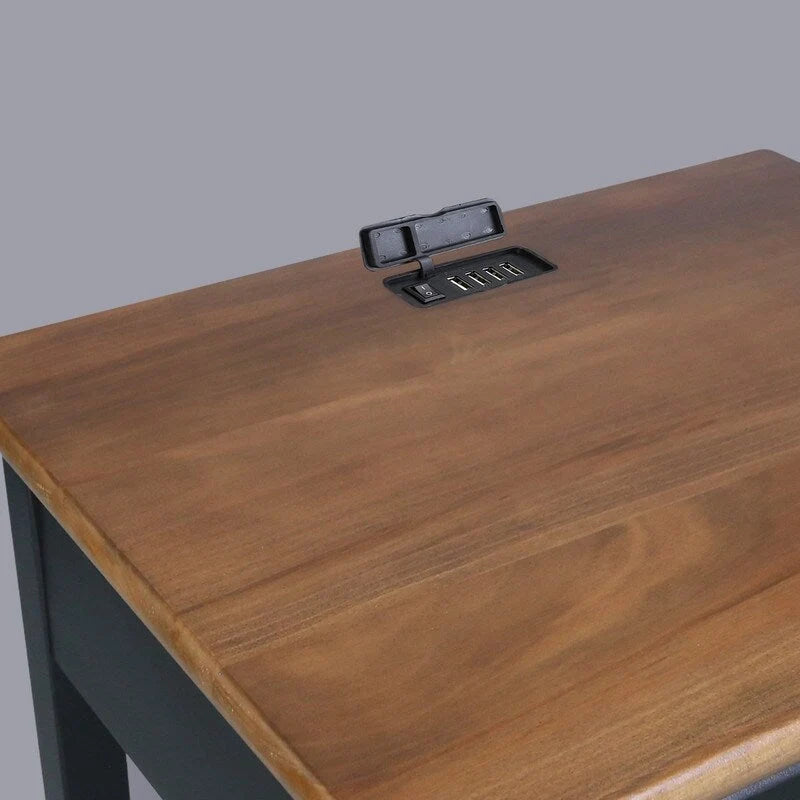 1-drawer Solid Wood Nightstand with USB Ports